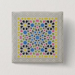 Badge Carré 5 Cm Conception de mosaïque d'Alhambra, 'de l'Arabe