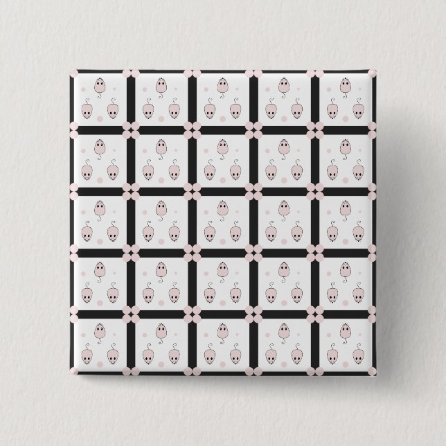 Badge Carré 5 Cm Conception de motif transparent de souris rose - D (Devant)