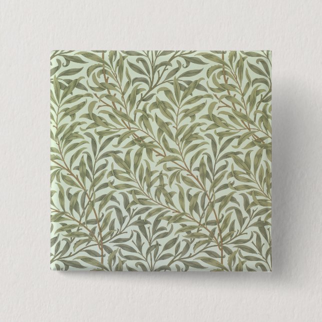 Badge Carré 5 Cm Conception de papier peint "de branche de saule", (Devant)