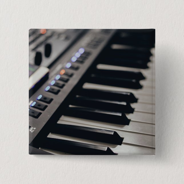 Badge Carré 5 Cm Conception de piano mignonne (Devant)
