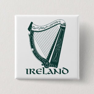 Badge Carré 5 Cm Conception d'harpe de l'Irlande, harpe irlandaise