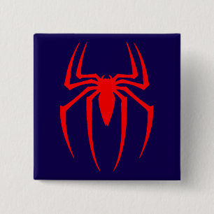 Badge Carré 5 Cm Conception d'insecte d'araignée rouge