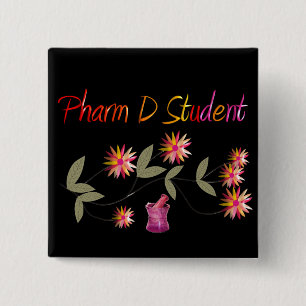 Badge Carré 5 Cm Conception florale d'étudiant de Pharm D