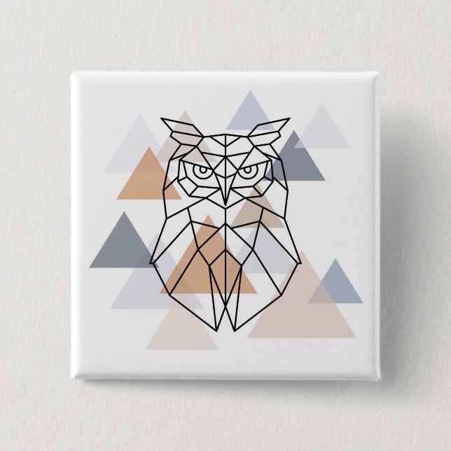 Badge Carré 5 Cm Conception géométrique de hibou (Devant)