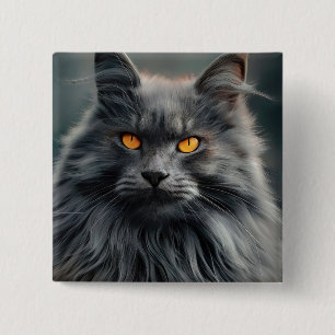 Badge Carré 5 Cm Conception majestueuse de portraits de chats long-