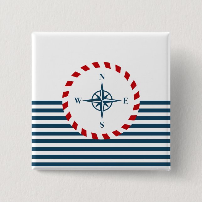 Badge Carré 5 Cm Conception nautique (Devant)