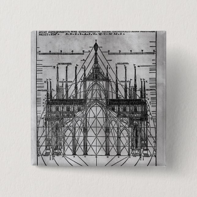 Badge Carré 5 Cm Conception pour la cathédrale de Milan (Devant)