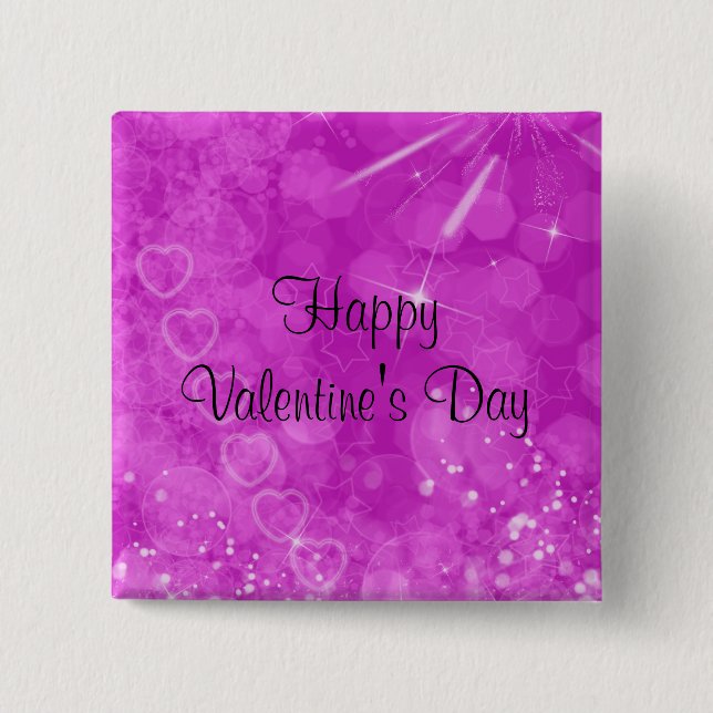 Badge Carré 5 Cm Conception rose et blanche de Valentine (Devant)