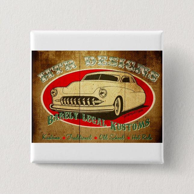 Badge Carré 5 Cm Conceptions HTR à peine légaux Garage Kustoms (Devant)
