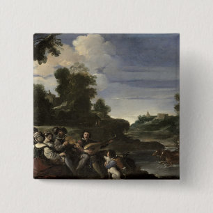 Badge Carré 5 Cm Concert Champetre, 1617 (huile sur le panneau)