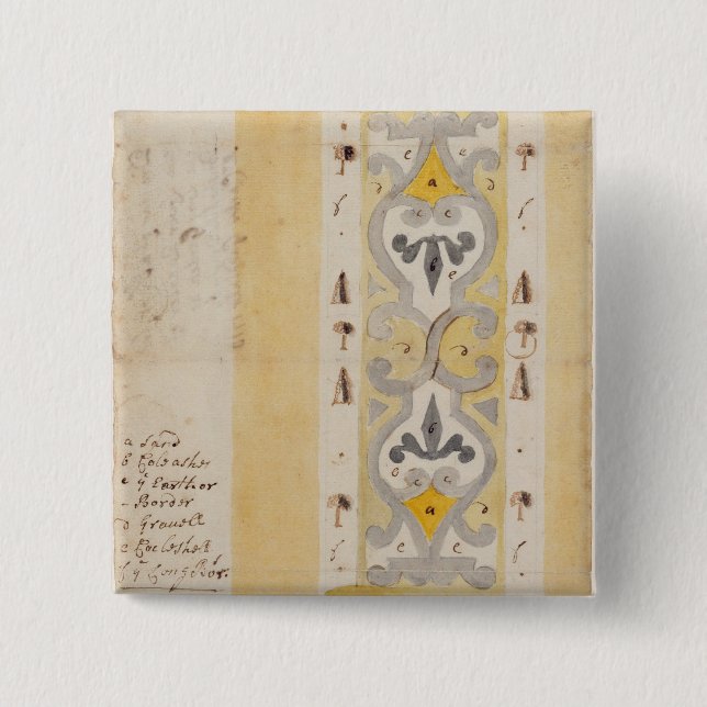 Badge Carré 5 Cm Concevez pour un jardin de noeud, colline de Bush, (Devant)