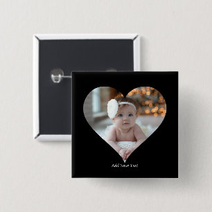 Badge Carré 5 Cm Concevez votre propre photo en forme de coeur uniq