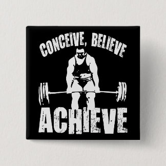 Badge Carré 5 Cm Concevoir, Croire, Atteindre - Exercice Motivation