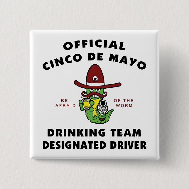 Badge Carré 5 Cm Conducteur indiqué potable d'équipe de Cinco De (Devant)