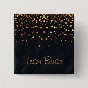 Badge Carré 5 Cm Confettis dorés pailletés Faux Feuille métallisée