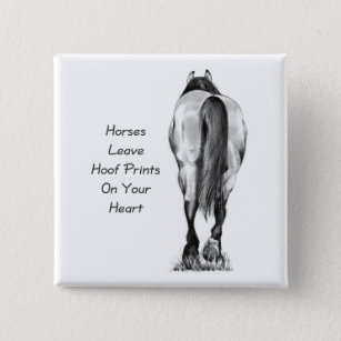 Badge Carré 5 Cm Congé Hoofprints de chevaux sur votre coeur : Art