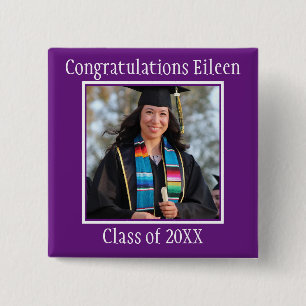 Badge Carré 5 Cm Congratulations Graduate name and photo    Button