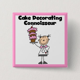 Badge Carré 5 Cm Connaisseuse de décoration de gâteaux féminine
