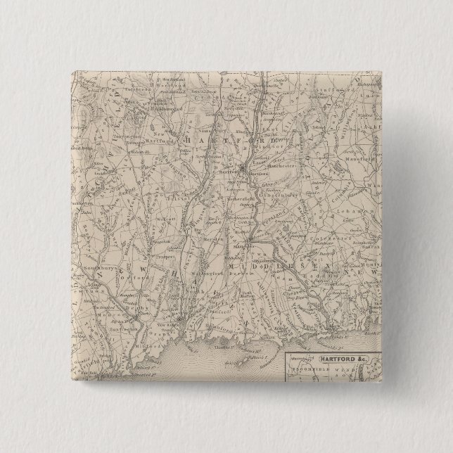 Badge Carré 5 Cm Connecticut 3 (Devant)
