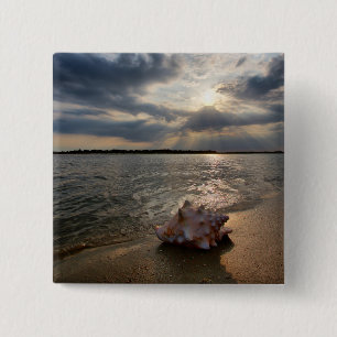 Badge Carré 5 Cm Conque Shell à la plage   St Augustine, la Florid