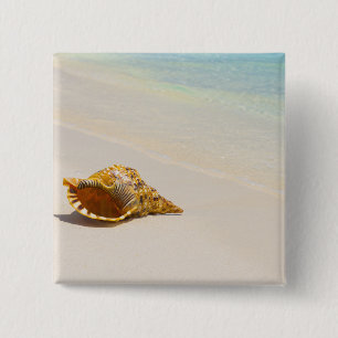 Badge Carré 5 Cm Conque Shell sur la plage 3