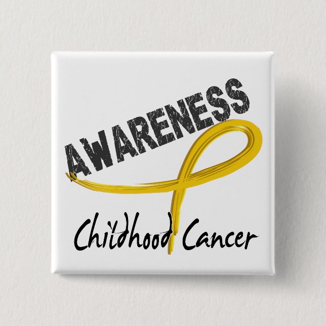 Badge Carré 5 Cm Conscience 3 de Cancer d'enfance (Devant)