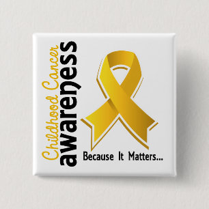 Badge Carré 5 Cm Conscience 5 de Cancer d'enfance