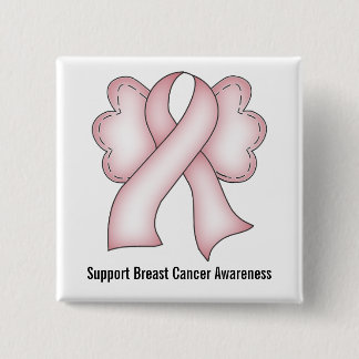Badge Carré 5 Cm Conscience de cancer du sein (rose-clair avec des