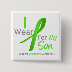 Badge Carré 5 Cm Conscience de lymphome je porte le vert de chaux