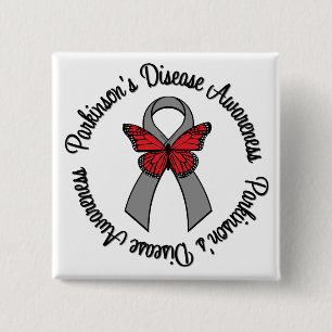 Badge Carré 5 Cm Conscience de :maladie de Parkinson