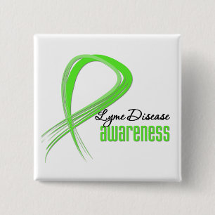 Badge Carré 5 Cm Conscience grunge de la maladie de Lyme de ruban