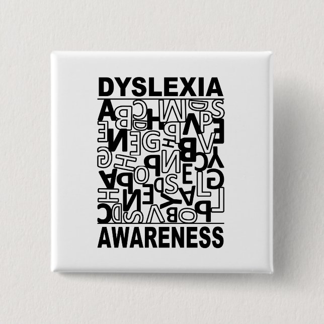 Badge Carré 5 Cm Conscientisation de la dyslexie Enseignants Élèves (Devant)