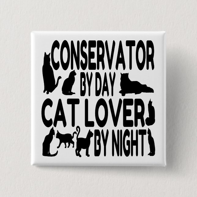 Badge Carré 5 Cm Conservateur Amoureux des chats (Devant)