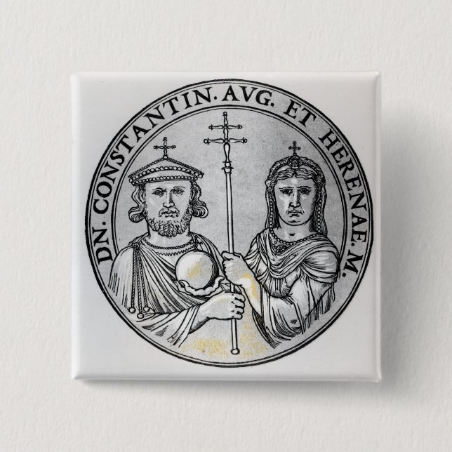 Badge Carré 5 Cm Constantine VI et sa mère Irène (Devant)