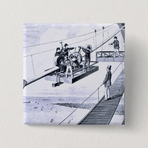Badge Carré 5 Cm Construction de pont de Brooklyn, New York (litho)