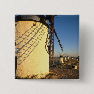 Badge Carré 5 Cm Consuegra, La Mancha, Espagne, moulins à vent et