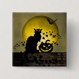 Badge Carré 5 Cm Conversation Noir Halloween