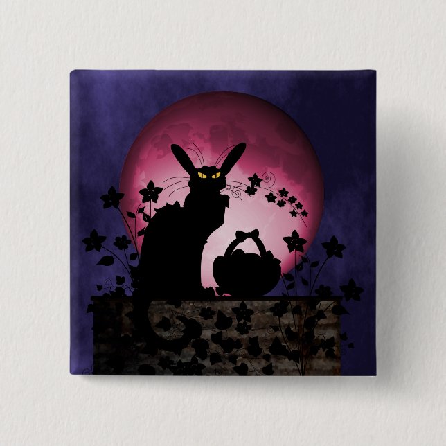 Badge Carré 5 Cm Conversation Noir Pâques (Devant)