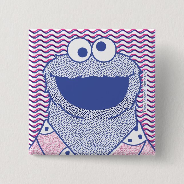 Badge Carré 5 Cm Cookie Monster | Cookie Bouton Bas (Devant)
