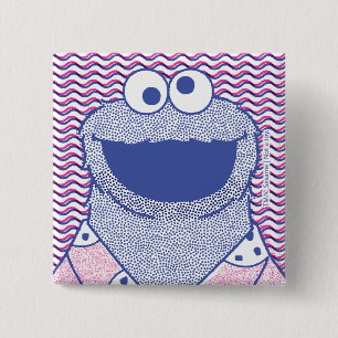 Badge Carré 5 Cm Cookie Monster   Cookie Bouton Bas