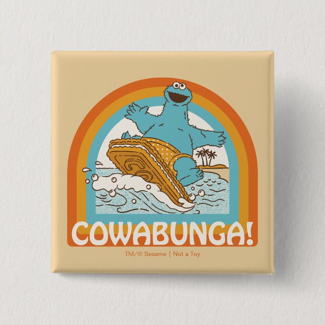Badge Carré 5 Cm Cookie Monster Cowabunga! (Devant)