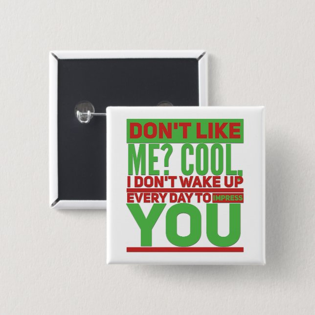 Badge Carré 5 Cm Cool - Bouton Carré (Devant & derrière)