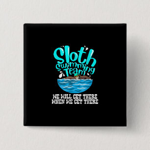 Badge Carré 5 Cm Cool Sloth Swimmer Équipe de baignade Animale amus