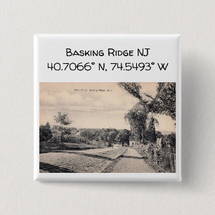 Badge Carré 5 Cm Coordonnée de la carte NJ de Basking Ridge 1906 St