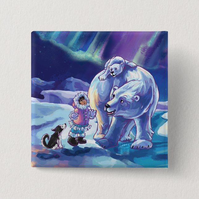 Badge Carré 5 Cm Copains polaires (Devant)