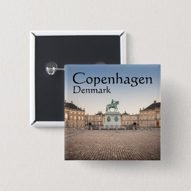Badge Carré 5 Cm Copenhague Danemark (Devant & derrière)