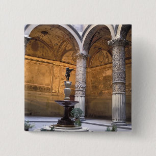 Badge Carré 5 Cm Copie de Putto avec dauphin par Andrea del