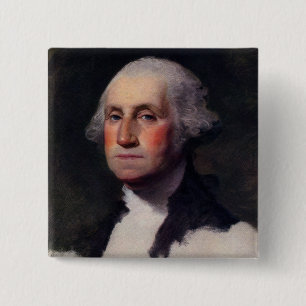 Badge Carré 5 Cm Copier Anthaeneum George Washington, Gilbert Stuar