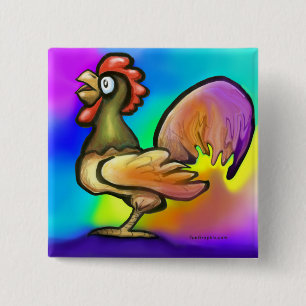 Badge Carré 5 Cm Coq