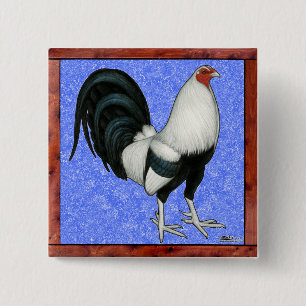 Badge Carré 5 Cm Coq de combat encadré